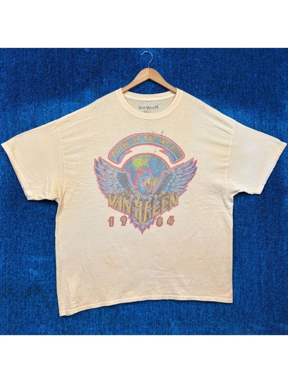 Van Halen 1984 World Tour Rock Yellow T-Shirt Size L/XL